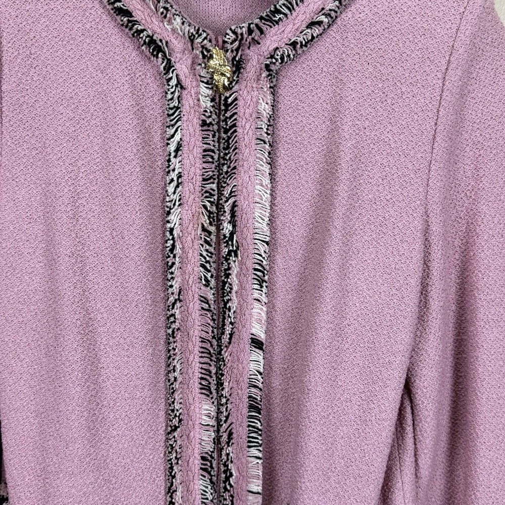 St John Collection Jacket Rose Pink Multi Boucle Knit Fringed Jacket/Blazer - Picture 6 of 7